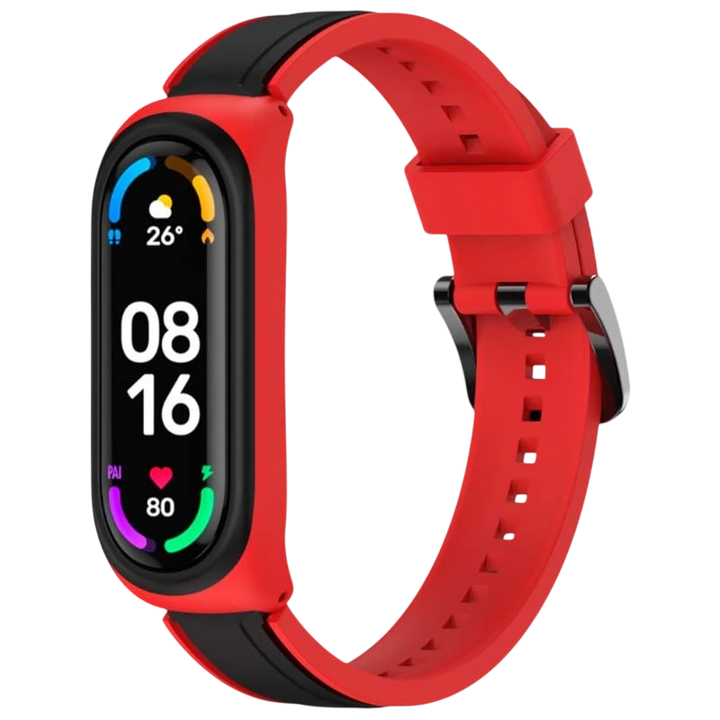 Pulseira Xiaomi Mi Smart Band 6 / Mi Band 5 / Amazfit Band 5 Dual Color Preto+Vermelho