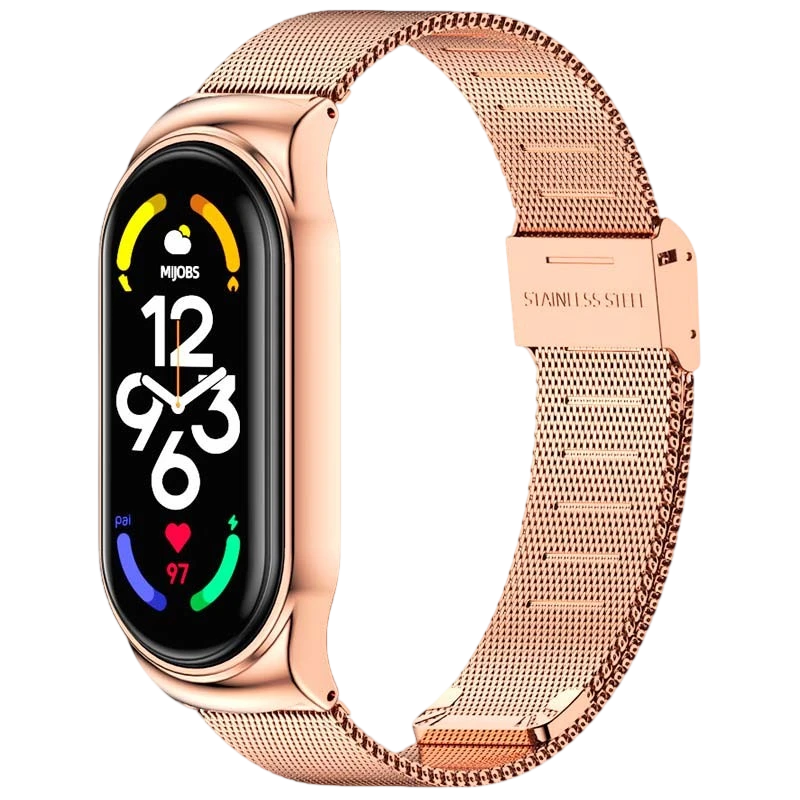 Pulseira Xiaomi Smart Band 7 Milanesa Clipe Dourado Rosa