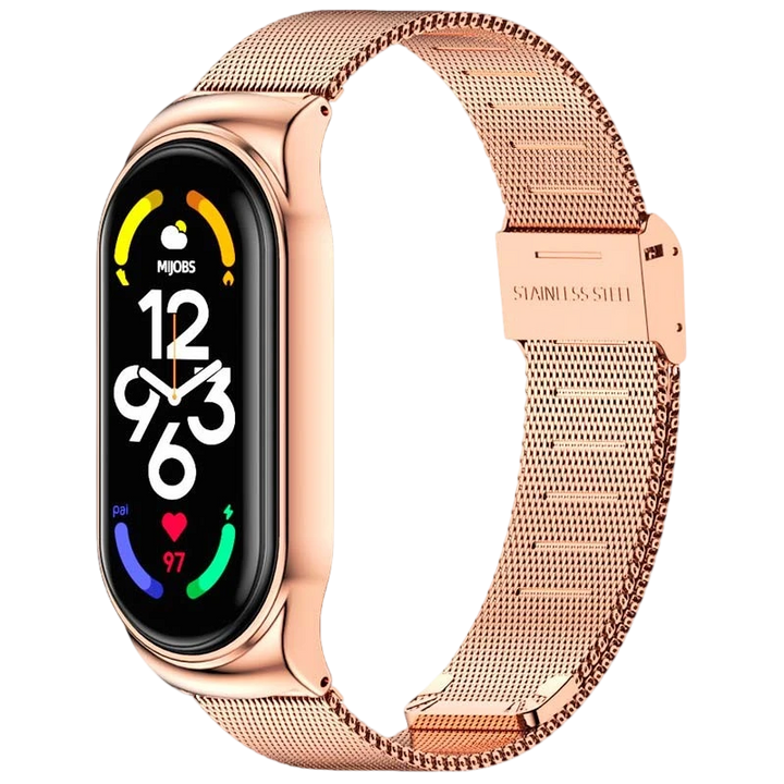 Pulseira Xiaomi Smart Band 7 Milanesa Clipe Dourado Rosa
