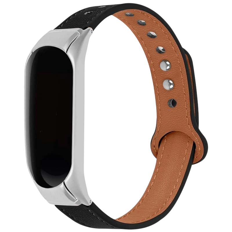 Pulseira Xiaomi Mi Smart Band 6 / Mi Band 5 / Amazfit Band 5 Couro Clipe Preto