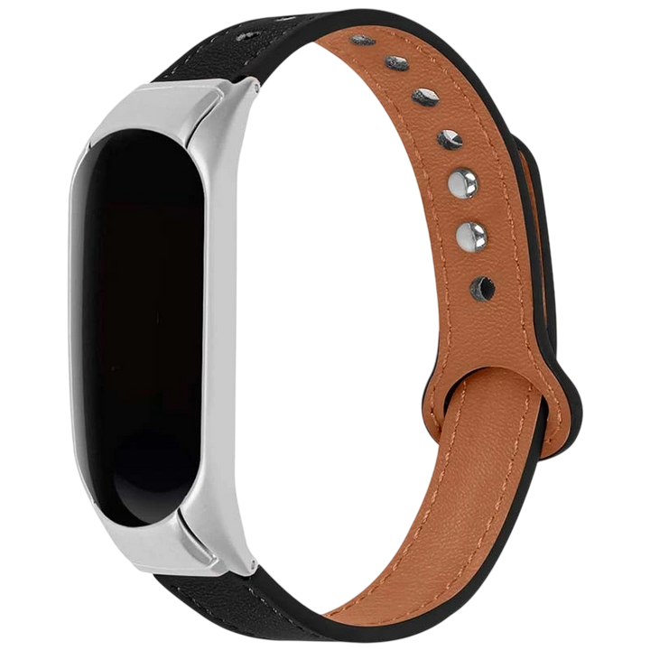 Pulseira Xiaomi Mi Smart Band 6 / Mi Band 5 / Amazfit Band 5 Couro Clipe Preto