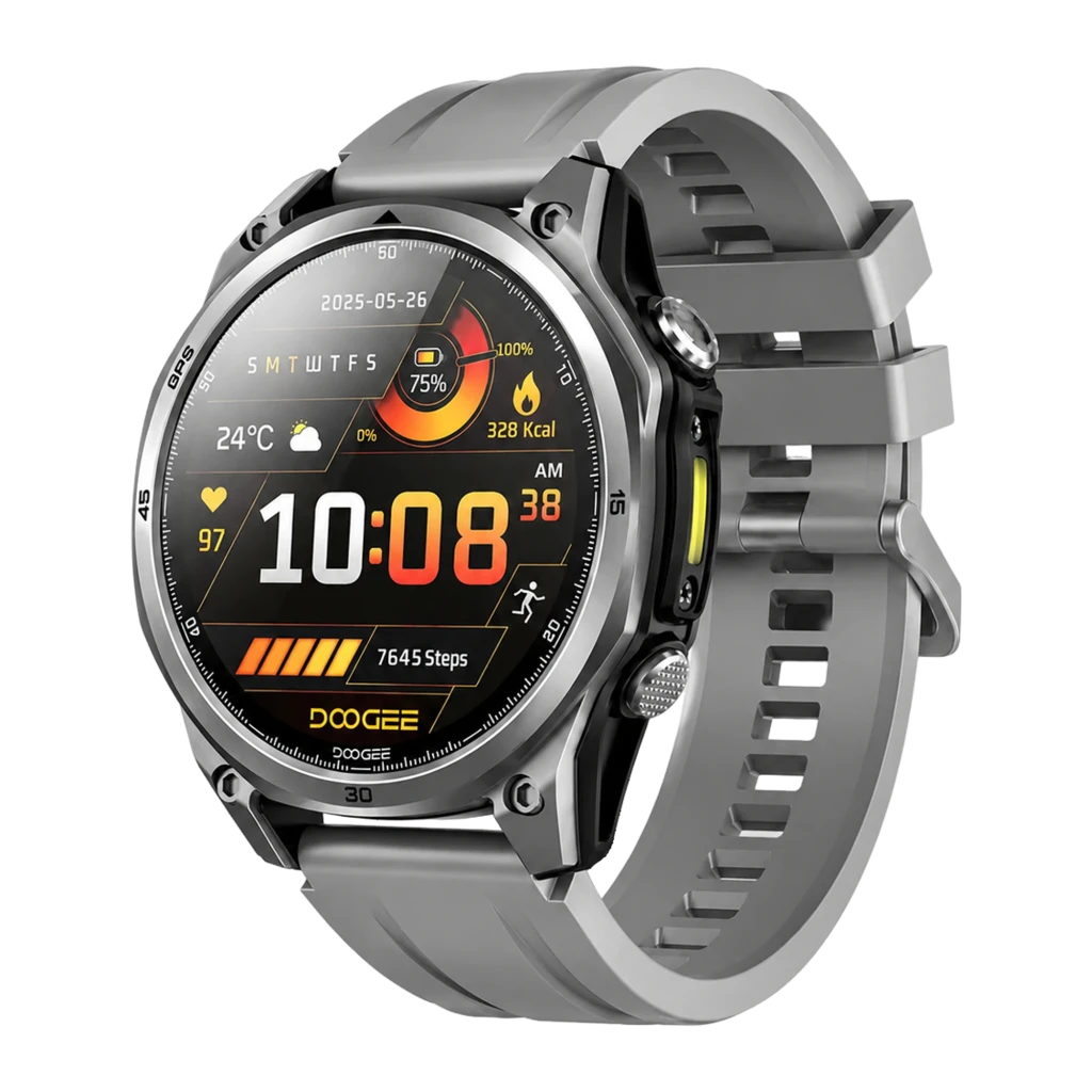 Doogee Anywise W1 Prata GPS Dupla Banda L1+L5 Lanterna LED Bateria 18 Dias