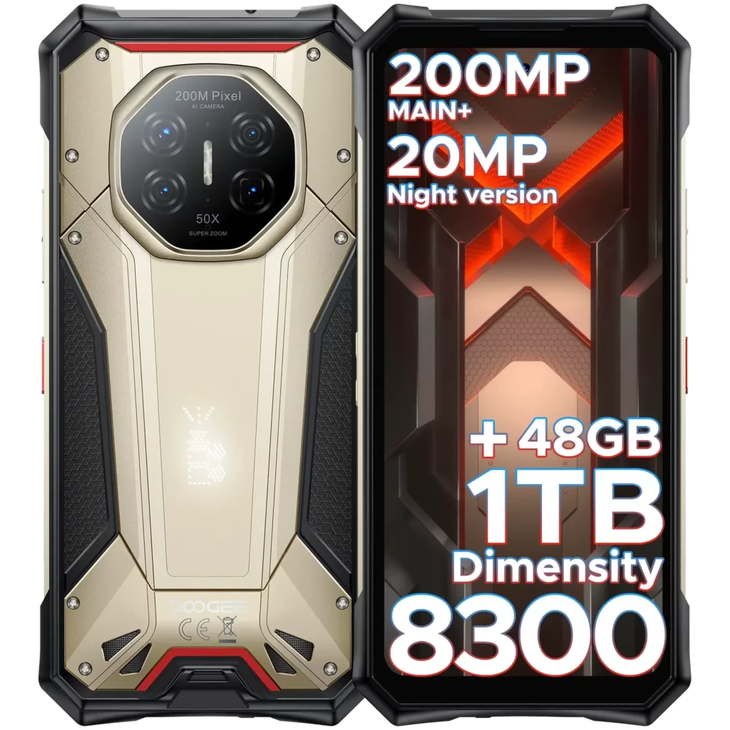 Doogee S300 Plus 1 TB Ouro Titânio Bateria de 10 100 mAh 12 GB de RAM Ecrã de 6,72 polegadas