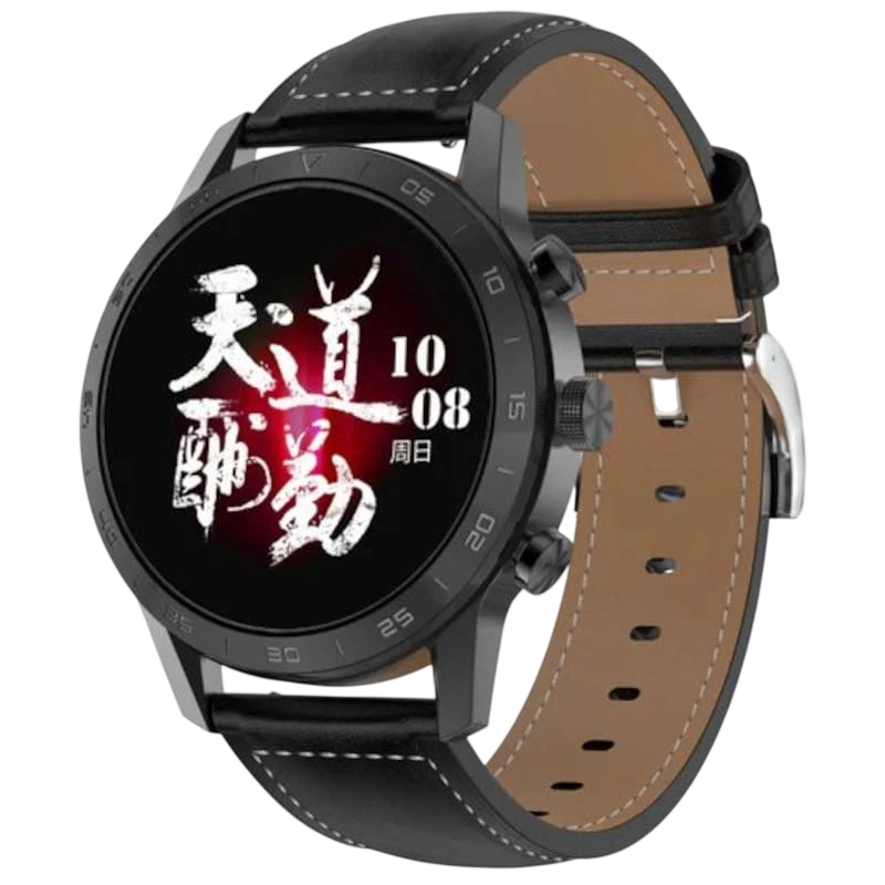 DT NO.1 DT70 Bracelete em pele Preto - Relógio inteligente