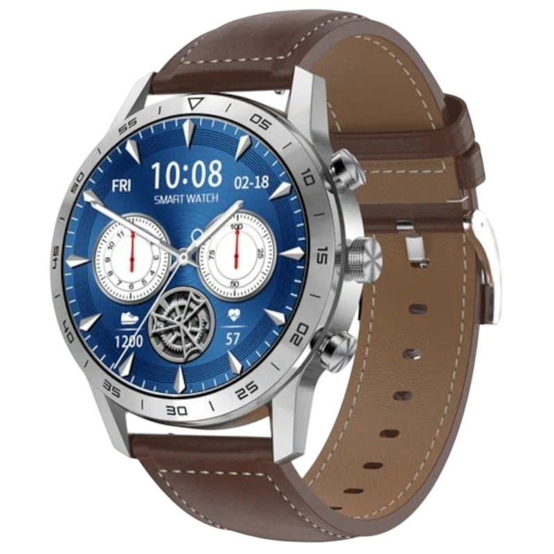 DT NO.1 DT70+ Bracelete em pele Prata - Relógio inteligente