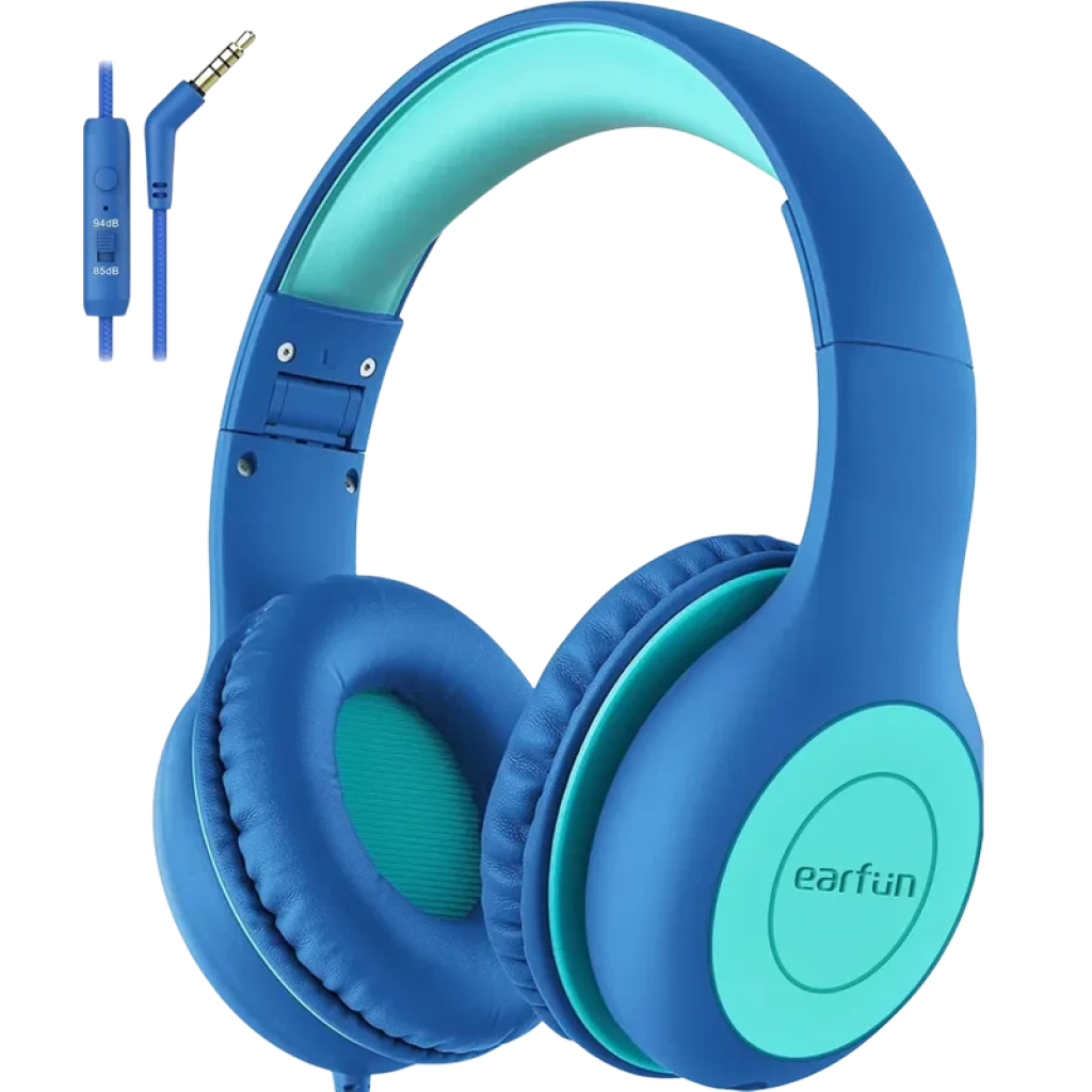 Earfun K1 Verde e Azul com Limitador de Volume 85/94 dB e SharePort - Auscultadores para Crianças