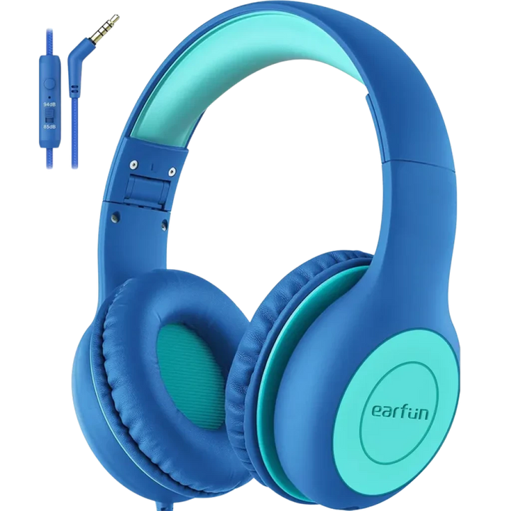 Earfun K1 Verde e Azul com Limitador de Volume 85/94 dB e SharePort - Auscultadores para Crianças