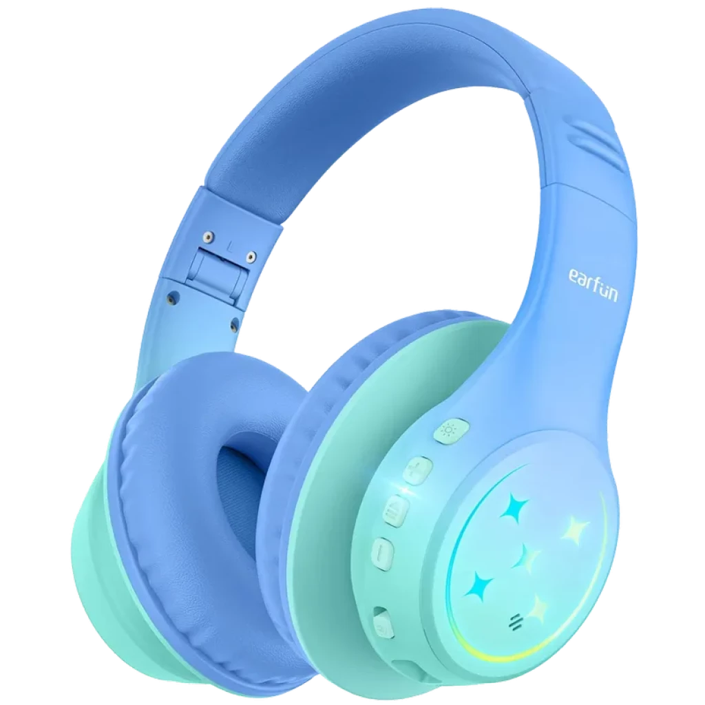 EarFun K4 RGB Bluetooth Verde – Auscultadores infantis com 90 horas de autonomia e controlo de volume