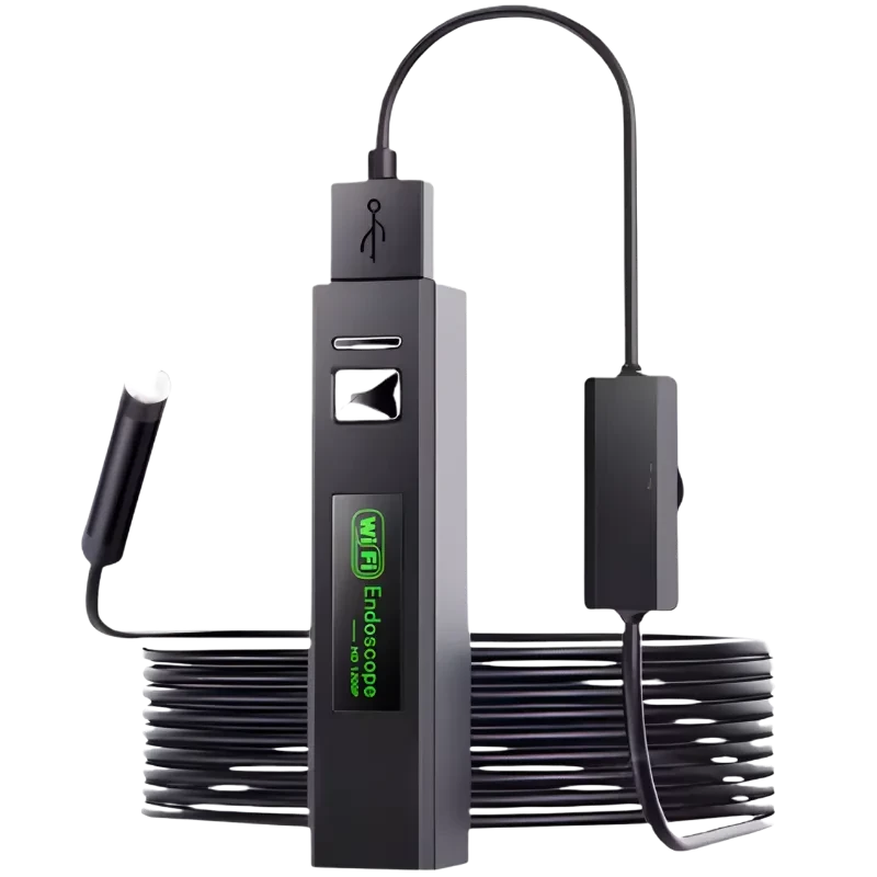 Endoscópio WiFi 8 mm com foco automático 5 MP (Android/iPhone) – Cabo rígido – 5 m