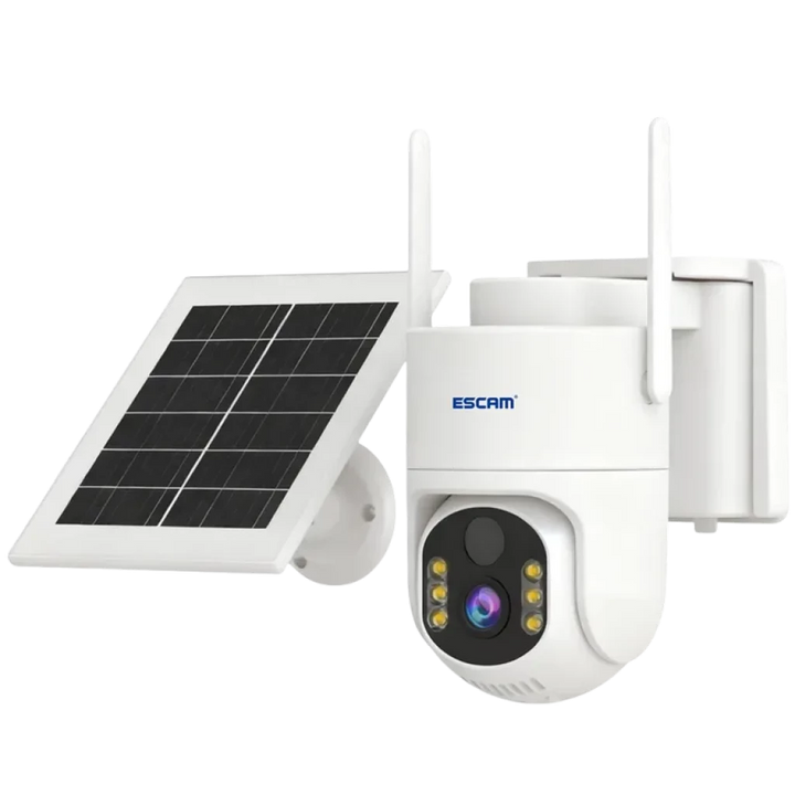 ESCAM QFS71 4G LTE com visão noturna a cores de 3 MP, alarme PIR, PTZ e áudio bidirecional - Câmara de segurança com painel solar