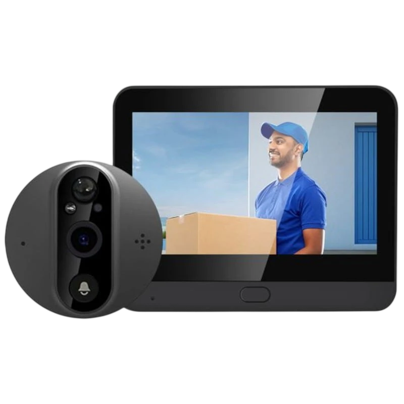 Escam C89 Visão Noturna PIR Áudio bidirecional Preto - olho mágico digital
