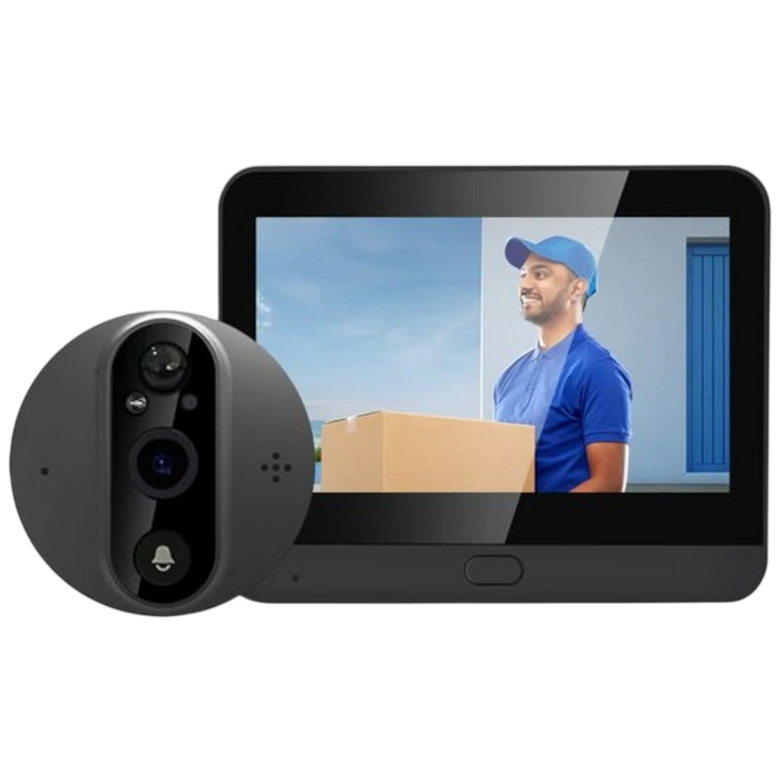 Escam C89 Visão Noturna PIR Áudio bidirecional Preto - olho mágico digital