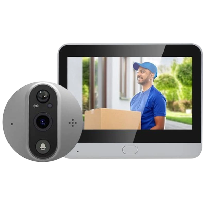 Escam C89 Visão Noturna PIR Áudio bidirecional Prata - Olho mágico digital