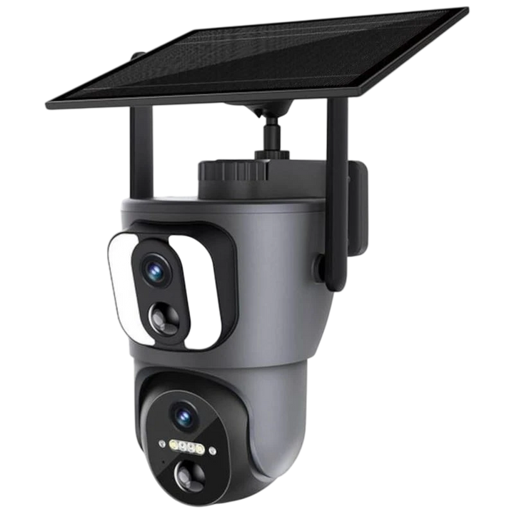 Câmera Escam QF390 1080p Lente Dupla WiFi Painel Solar Preto - Câmera de Segurança