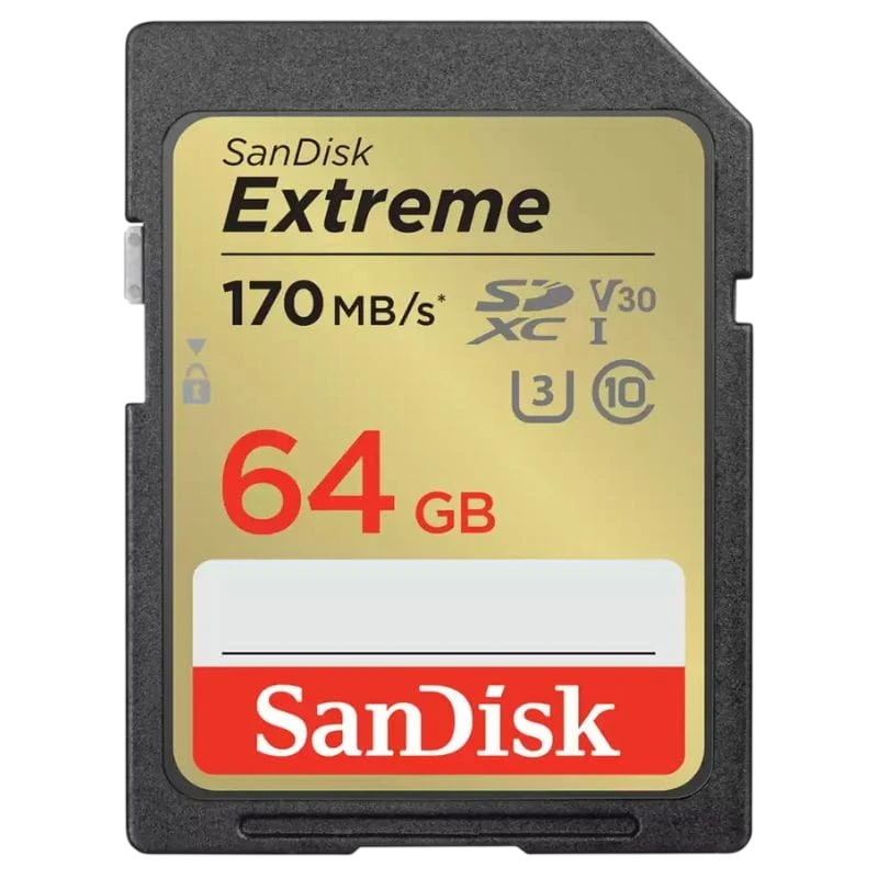 SanDisk Extreme UHS-I 64 GB Classe 10 U3 V30 Preto / Dourado