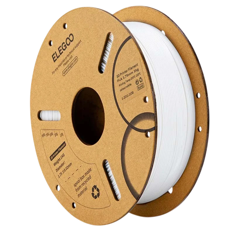 ELEGOO PLA Branco para Impressoras 3D FDM - Filamento 1.75mm Bobina de 1kg