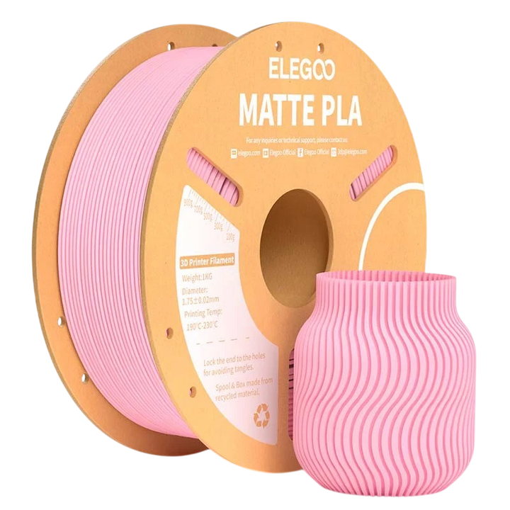 ELEGOO PLA MATTE Rosa Mate para Impressoras 3D FDM - Filamento 1.75mm Bobina de 1kg