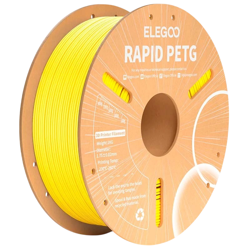 ELEGOO Rapid PETG Amarelo para Impressoras 3D FDM - Filamento 1.75mm Bobina de 1kg