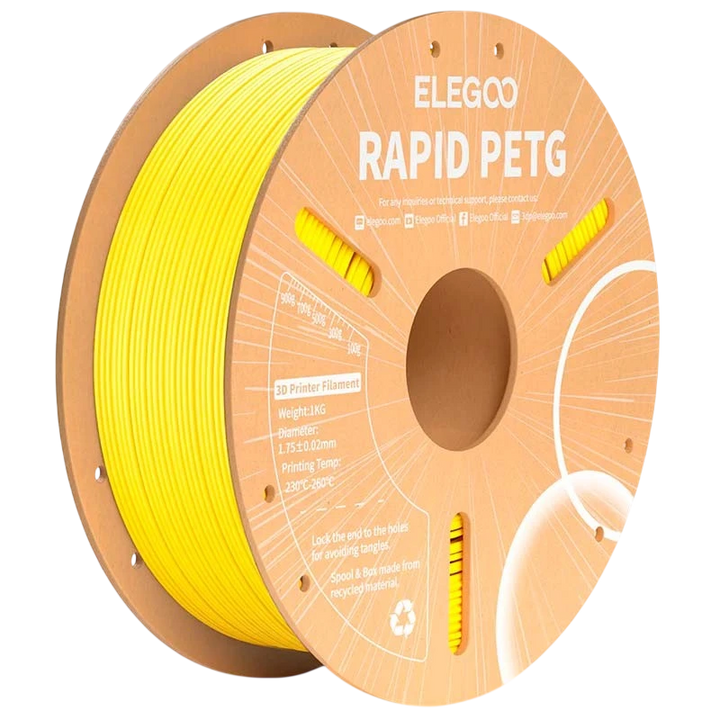 ELEGOO Rapid PETG Amarelo para Impressoras 3D FDM - Filamento 1.75mm Bobina de 1kg