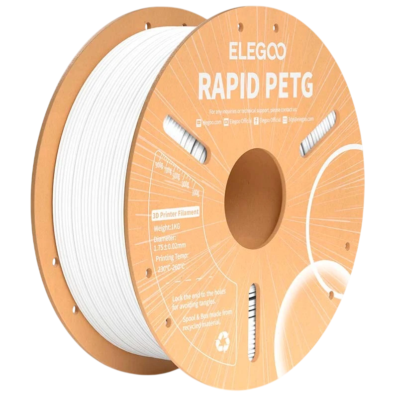 ELEGOO Rapid PETG Branco para Impressoras 3D FDM - Filamento 1.75mm Bobina de 1kg