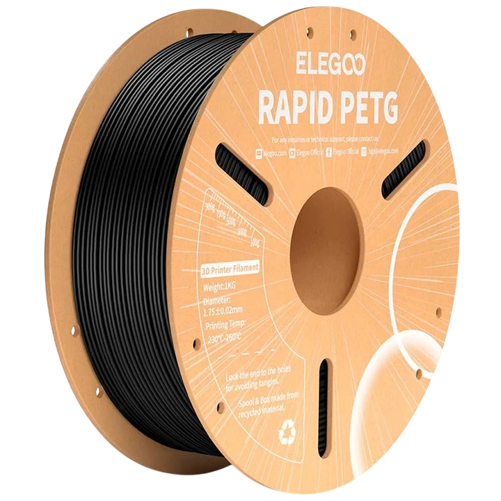 ELEGOO Rapid PETG Preto para Impressoras 3D FDM - Filamento 1.75mm Bobina de 1kg