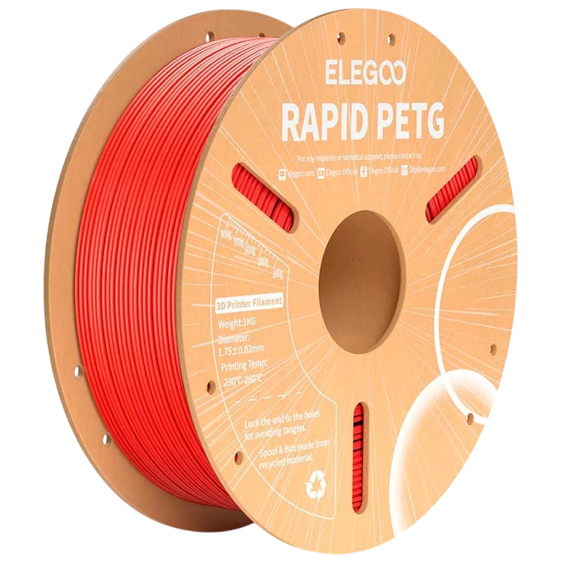 ELEGOO Rapid PETG Vermelho para Impressoras 3D FDM - Filamento 1.75mm Bobina de 1kg