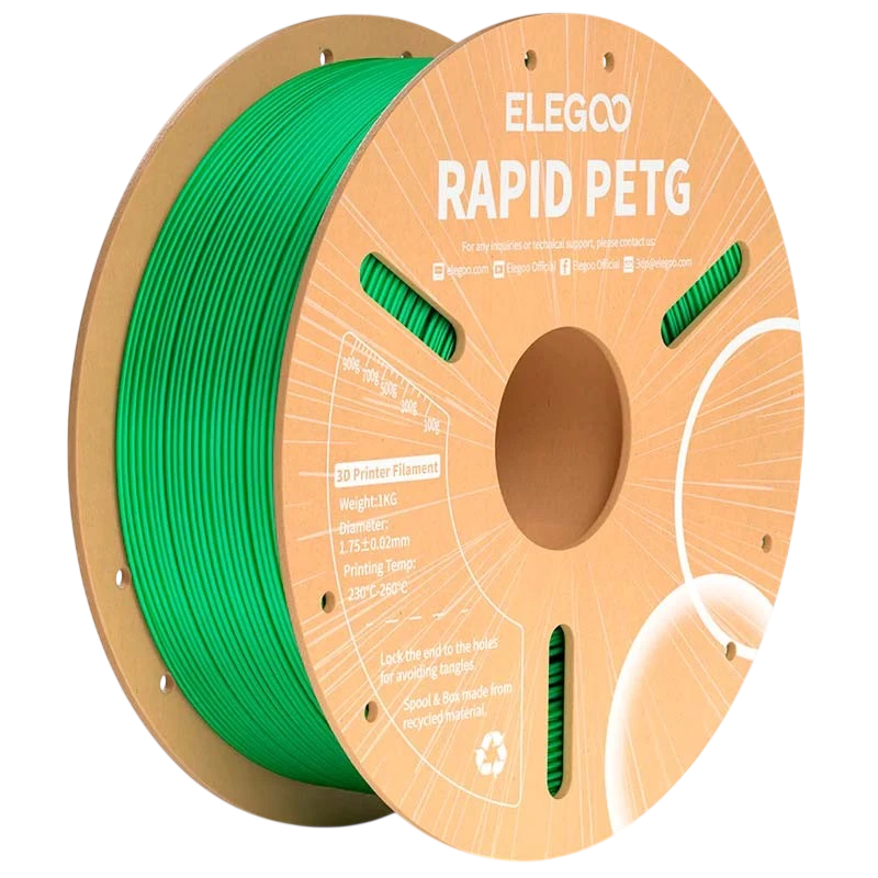 ELEGOO Rapid PETG Verde para Impressoras 3D FDM - Filamento 1.75mm Bobina de 1kg