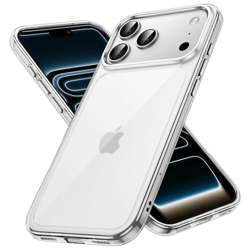 Capa protetora premium para iPhone 17 Pro Acrílico antiamarelamento transparente