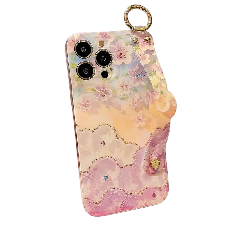 Capa Aurora Floral e Borboletas com Pulseira iPhone 16