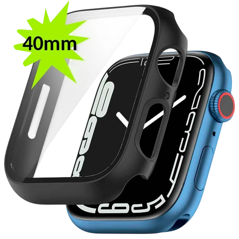 Capa PC + Vidro Temperado Apple Watch 40mm - Compatível com Apple Watch 4/5/6/SE Preto