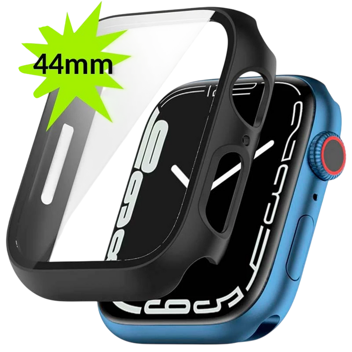 Capa PC + Vidro Temperado Apple Watch 44mm - Compatível com Apple Watch 4/5/6/SE Preto