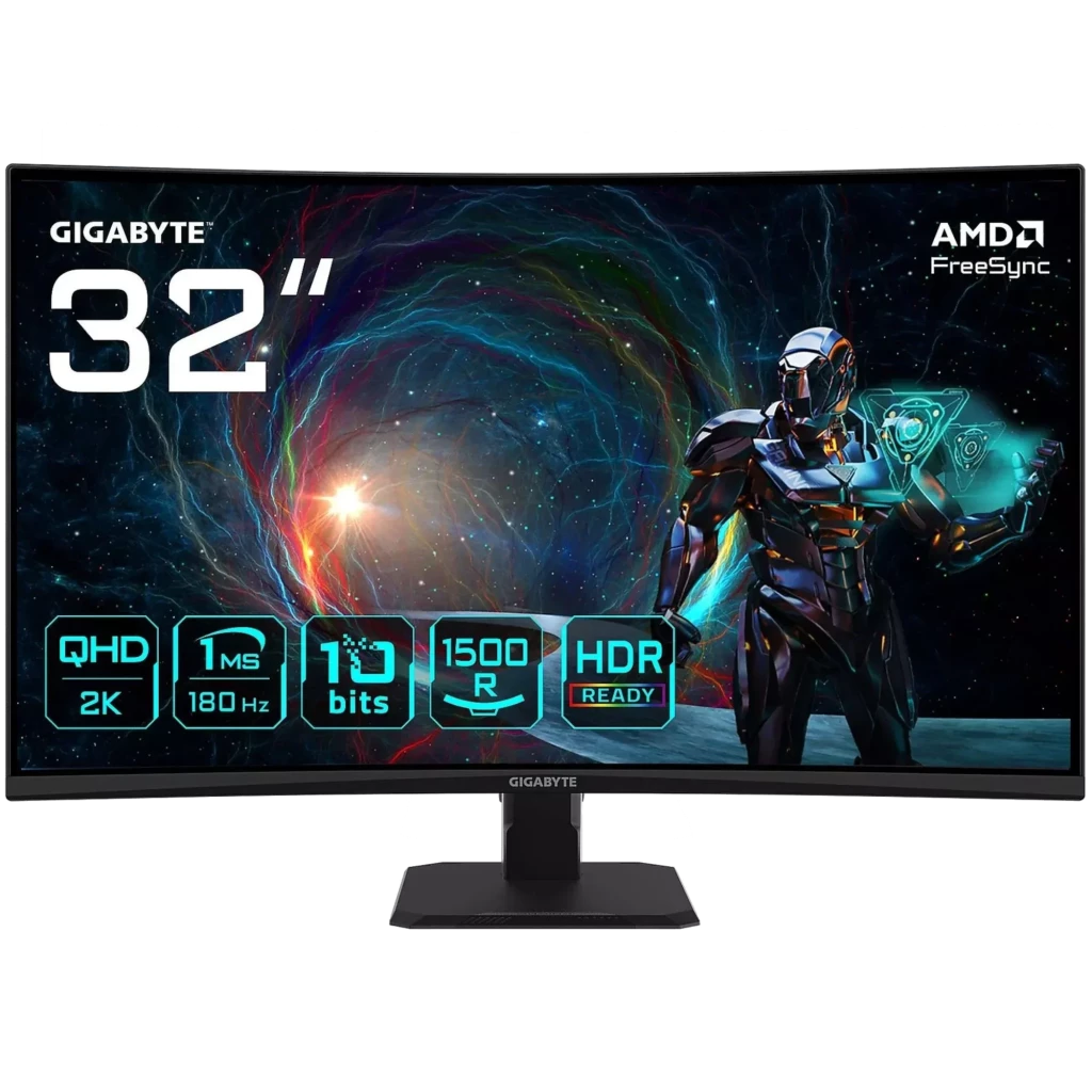 GIGABYTE GS32QCA 32" Quad HD LED 180 Hz 1 ms FreeSync Preto - Monitor para PC