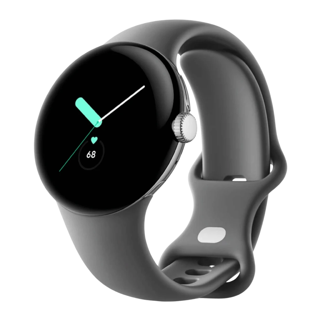Google Pixel Watch LTE 41 mm, prateado polido, ECG, LTE, eSIM, NFC, bracelete Cinzento Carvão