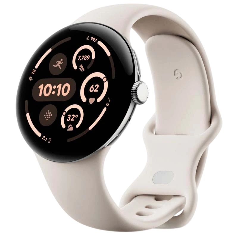 Google Pixel Watch 3 45mm 4G LTE Prateado com Bracelete Porcelana