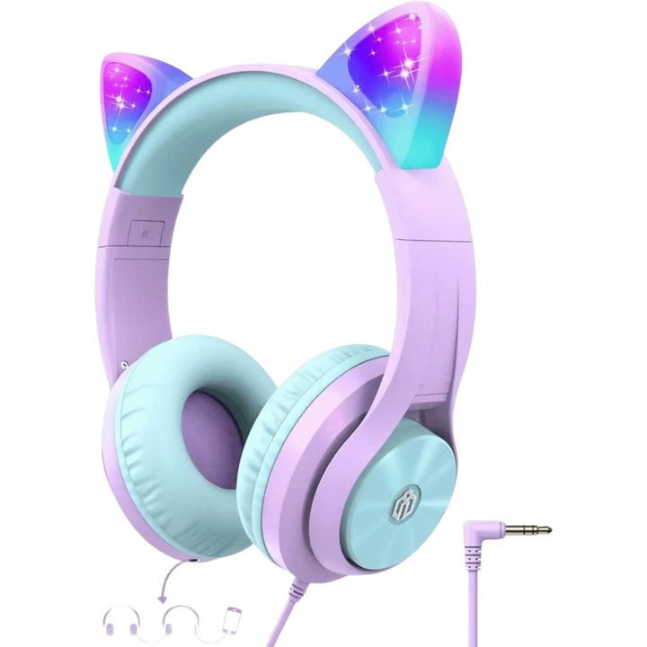 HS20 Cat Ear iClever Purple- Arco com fio, conector Jack de 3,5 mm, 40 mm