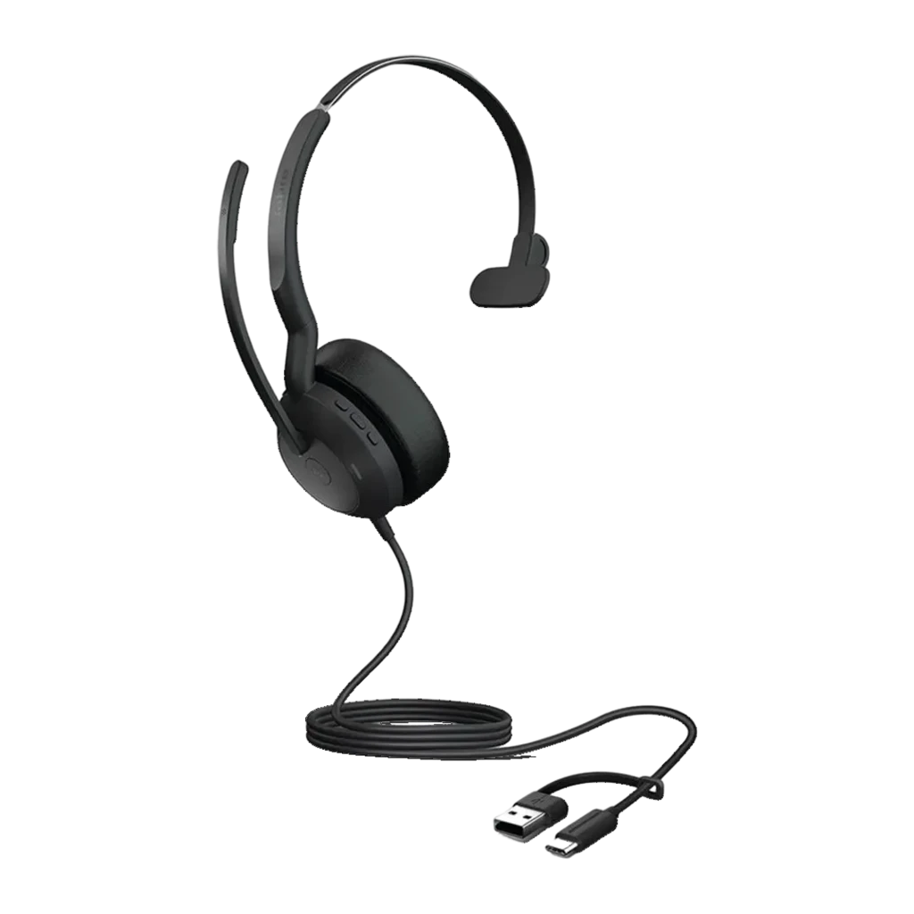 Auriculares Jabra Evolve2 50 USB-C/A Mono Cancelamento de Ruído Headband Monoaural