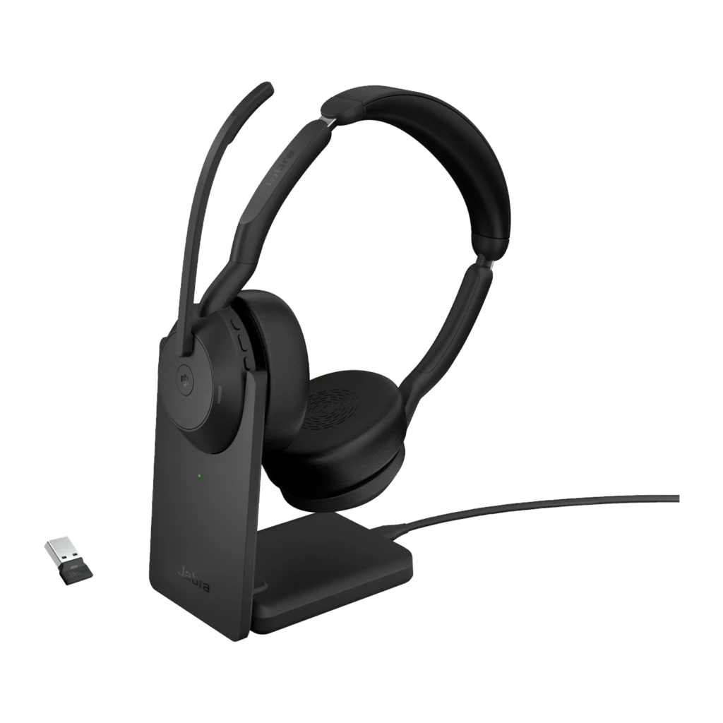 Auscultadores Jabra Evolve2 55 MS Stereo com base Cancelamento de Ruído Multiponto