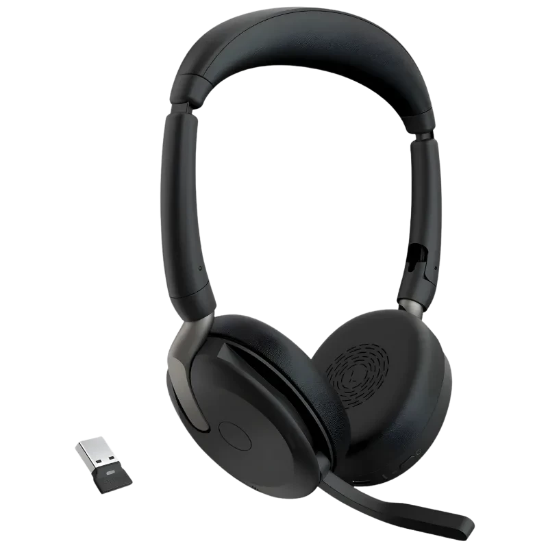 Jabra Evolve2 65 Flex UC Stereo - Auscultadores com fio e sem fio para PC para escritório com cancelamento de ruído