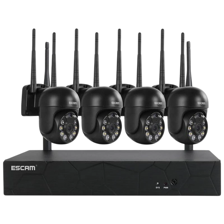 Kit de vigilância por vídeo IP Escam WNK614 Wifi 3MP 4 câmeras
