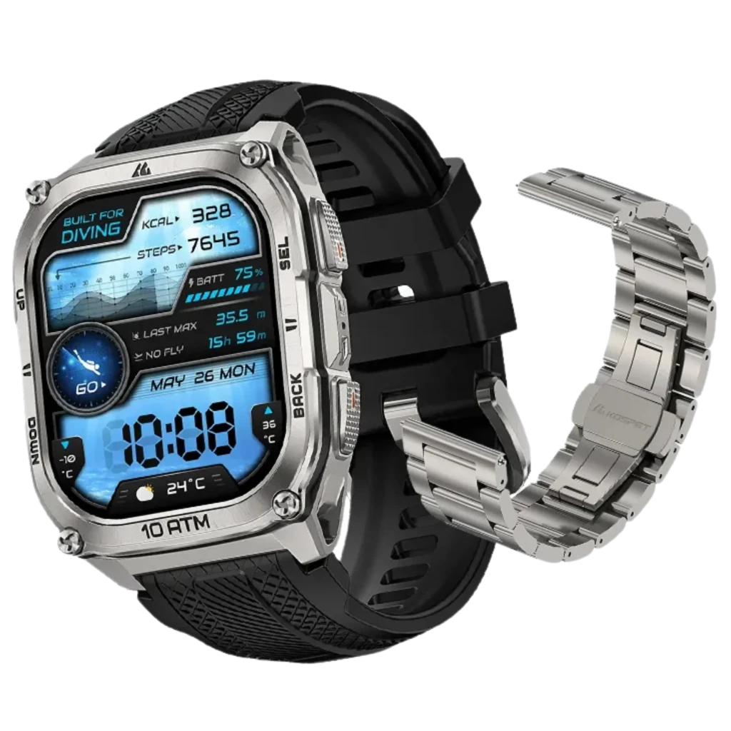 Kospet Tank M4 Special Edition Smartwatch 1,96" AMOLED, 15 dias de autonomia GPS 10 ATM Silver