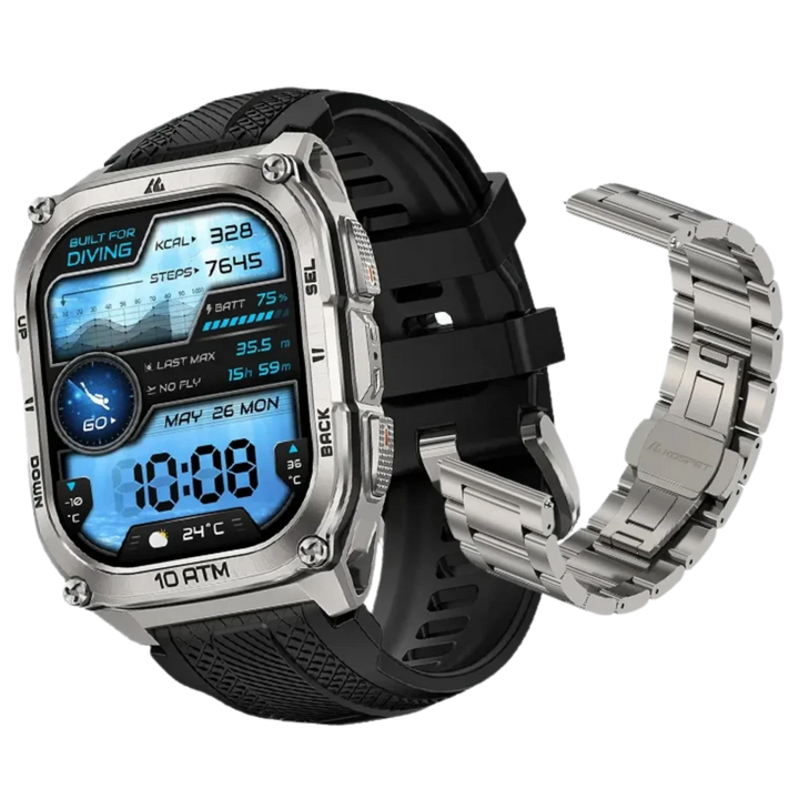 Kospet Tank M4 Special Edition Smartwatch 1,96" AMOLED, 15 dias de autonomia GPS 10 ATM Silver