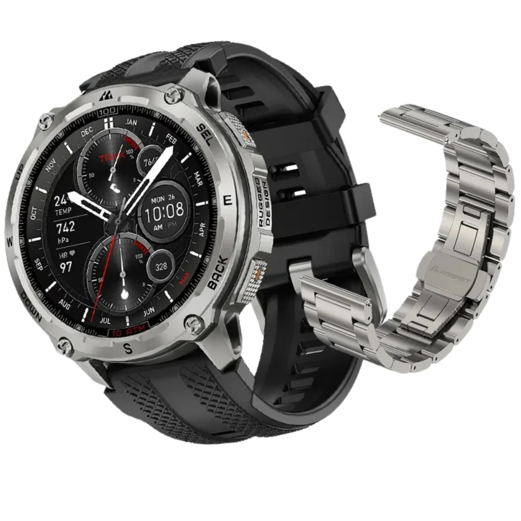 Kospet Tank T4 Edição Especial Smartwatch 1,43" AMOLED, 15 dias de autonomia, GPS, 10 ATM, Prateado