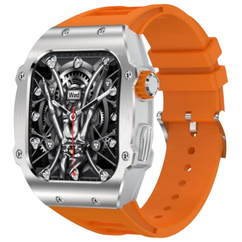 LEMFO AK55 Prateado com Pulseira de Silicone Laranja - Relógio Inteligente