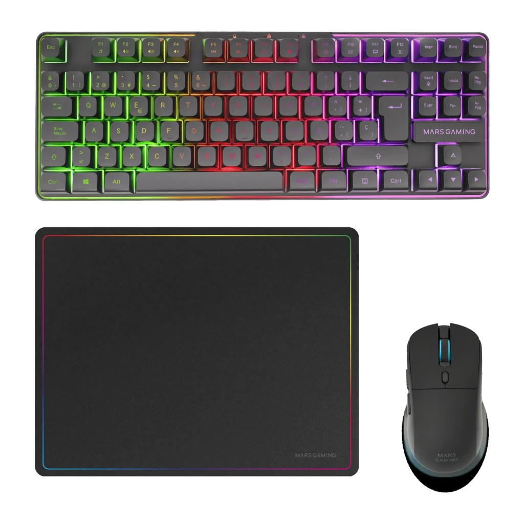 Gaming Mars Gaming RGB 360x260mm Preto MCPWTKLES de membrana Teclado e rato sem fios