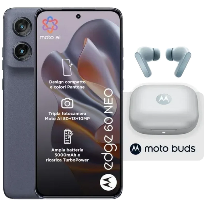 Motorola Edge 60 Neo 5G 256 GB Azul Grisaille Sensor Sony de 50 MPx 8 GB de RAM Moto AI + Auriculares Moto Buds