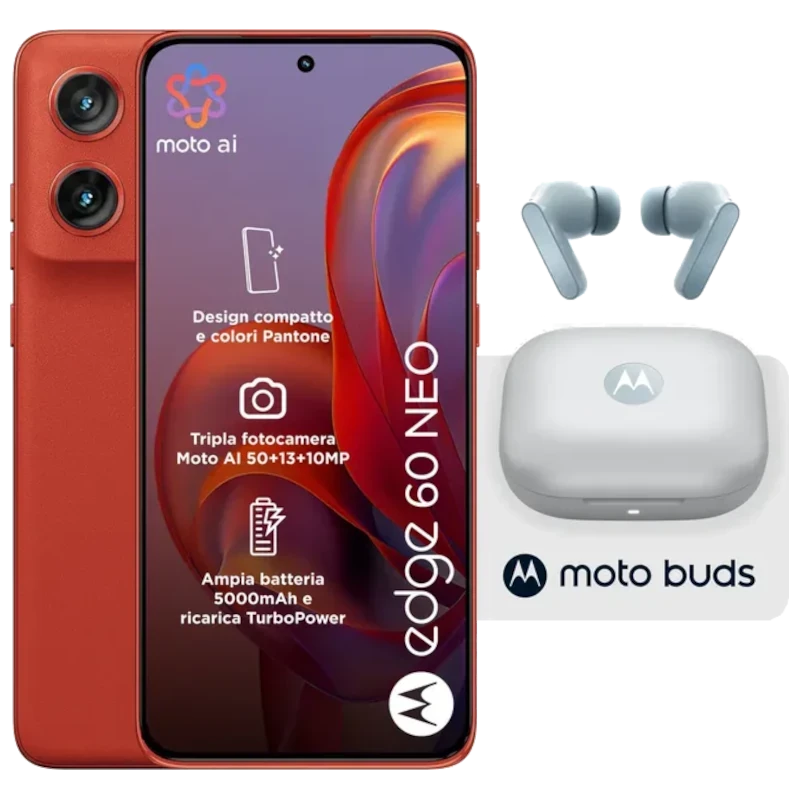 Motorola Edge 60 Neo 5G Poinciana 256 GB 6,36 Super HD 8 GB de RAM Processador Dimensity 7400 + Auriculares Moto Buds