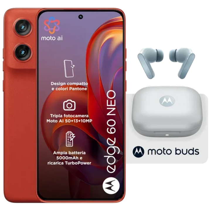 Motorola Edge 60 Neo 5G Poinciana 256 GB 6,36 Super HD 8 GB de RAM Processador Dimensity 7400 + Auriculares Moto Buds