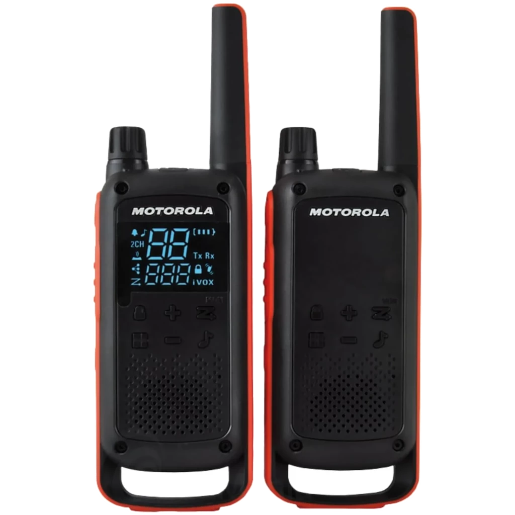 Motorola Talkabout T82 Two-Way Preto/Laranja Pacote de 2 – Walkie Talkie 16 canais