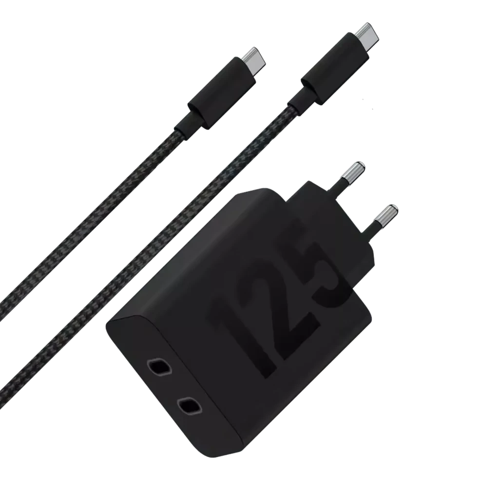 Motorola TurboPower 125W Carregamento rápido Preto - Carregador duplo USB Tipo C com cabo de 2 m