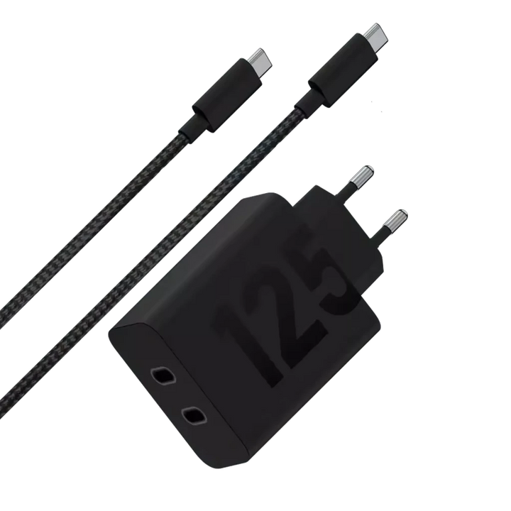 Motorola TurboPower 125W Carregamento rápido Preto - Carregador duplo USB Tipo C com cabo de 2 m